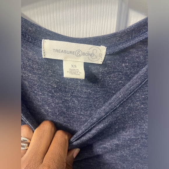 Treasure & Bond Blue T-Shirt Ruched Dress Size Xsmall - Picture 4 of 8